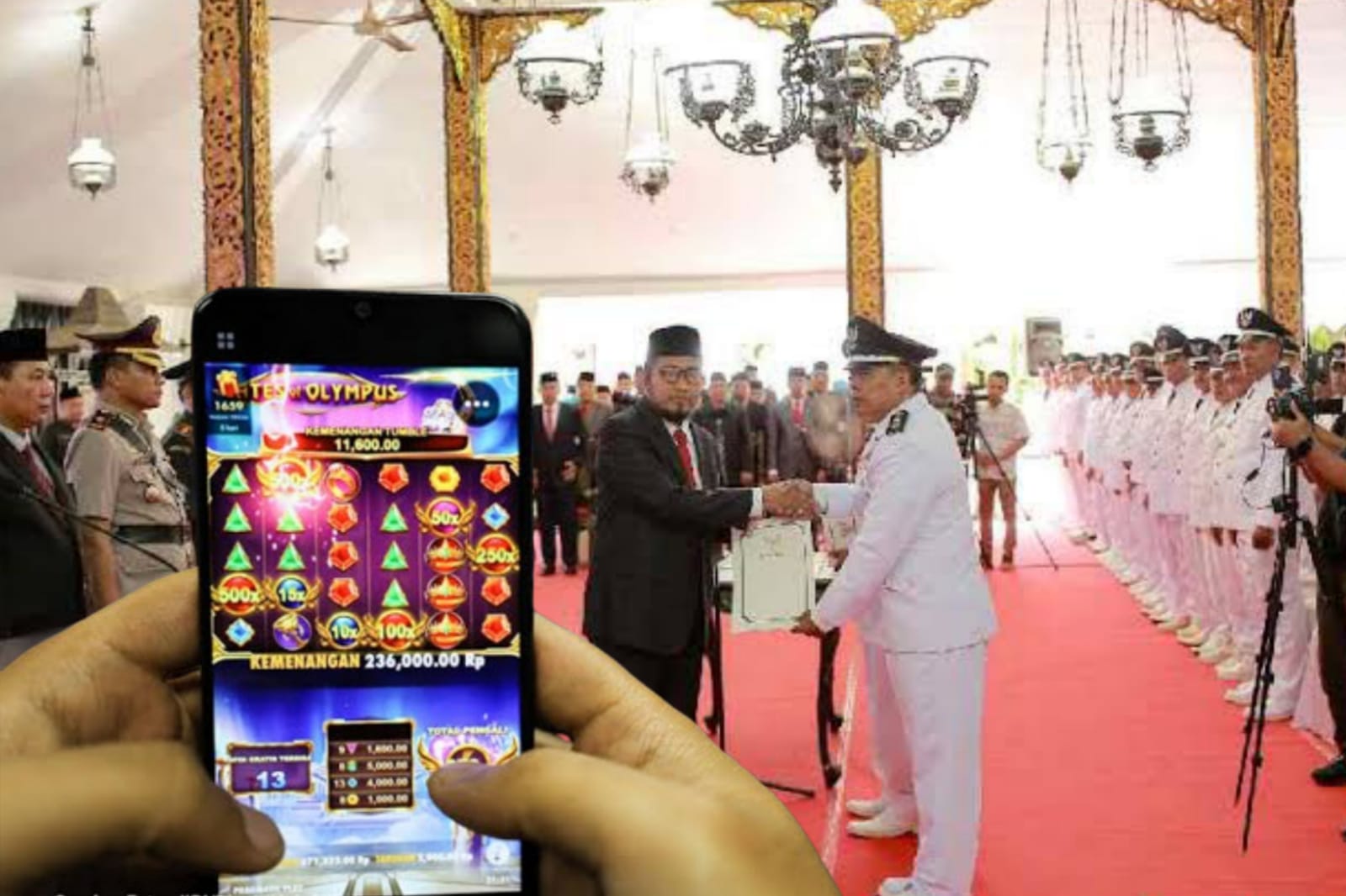 Ilustrasi Judi Online saat pemberian SK Perpanjangan Masa Jabatan Kades di Sumenep.