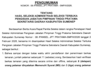 Ancaman Gugur Seleksi, BKPSDM Sumenep Ingatkan 8 Calon Sekda Ikuti Assessment Sesuai Jadwal