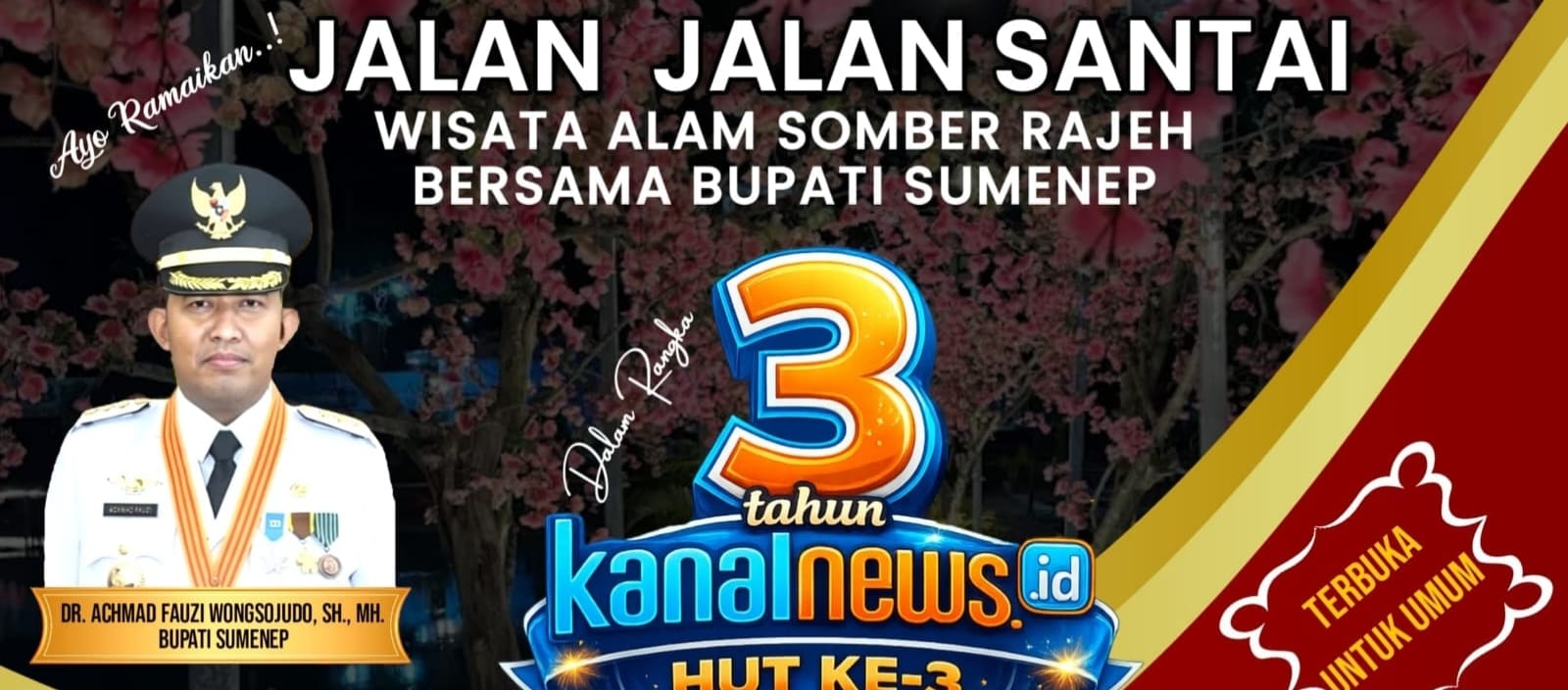 KanalNews.id HUT ke-3, Bupati Sumenep-Warga Bakal JJS di Wisata Somber Rajeh
