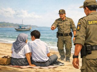 Kencan di Pantai Saat Jam Sekolah, Dua Pelajar Bangkalan Diamankan Satpol PP