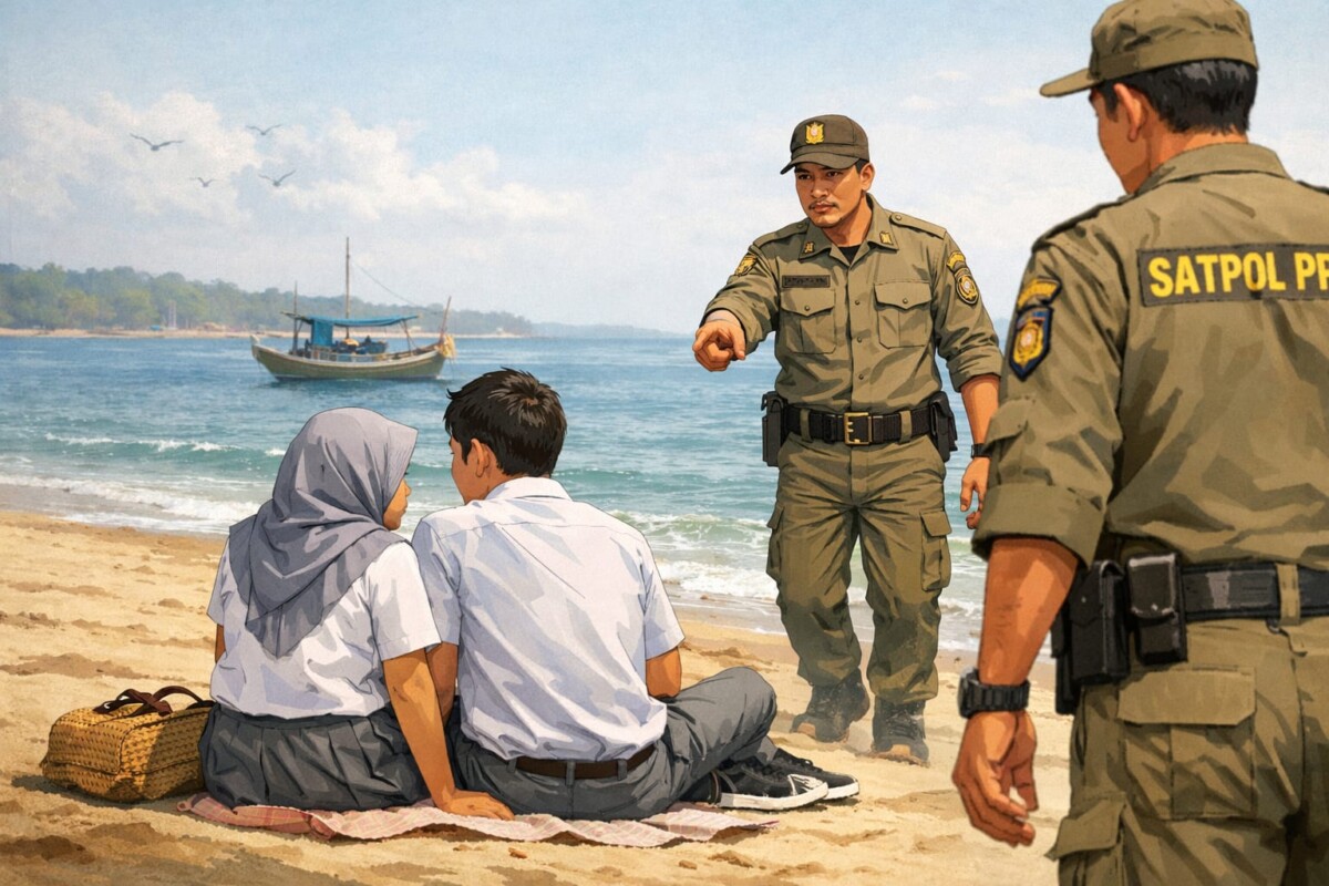 Kencan di Pantai Saat Jam Sekolah, Dua Pelajar Bangkalan Diamankan Satpol PP
