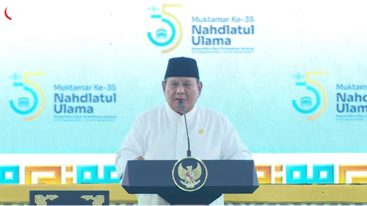 Buka Muktamar NU, Prabowo Tagih KTA ke Gus Yahya